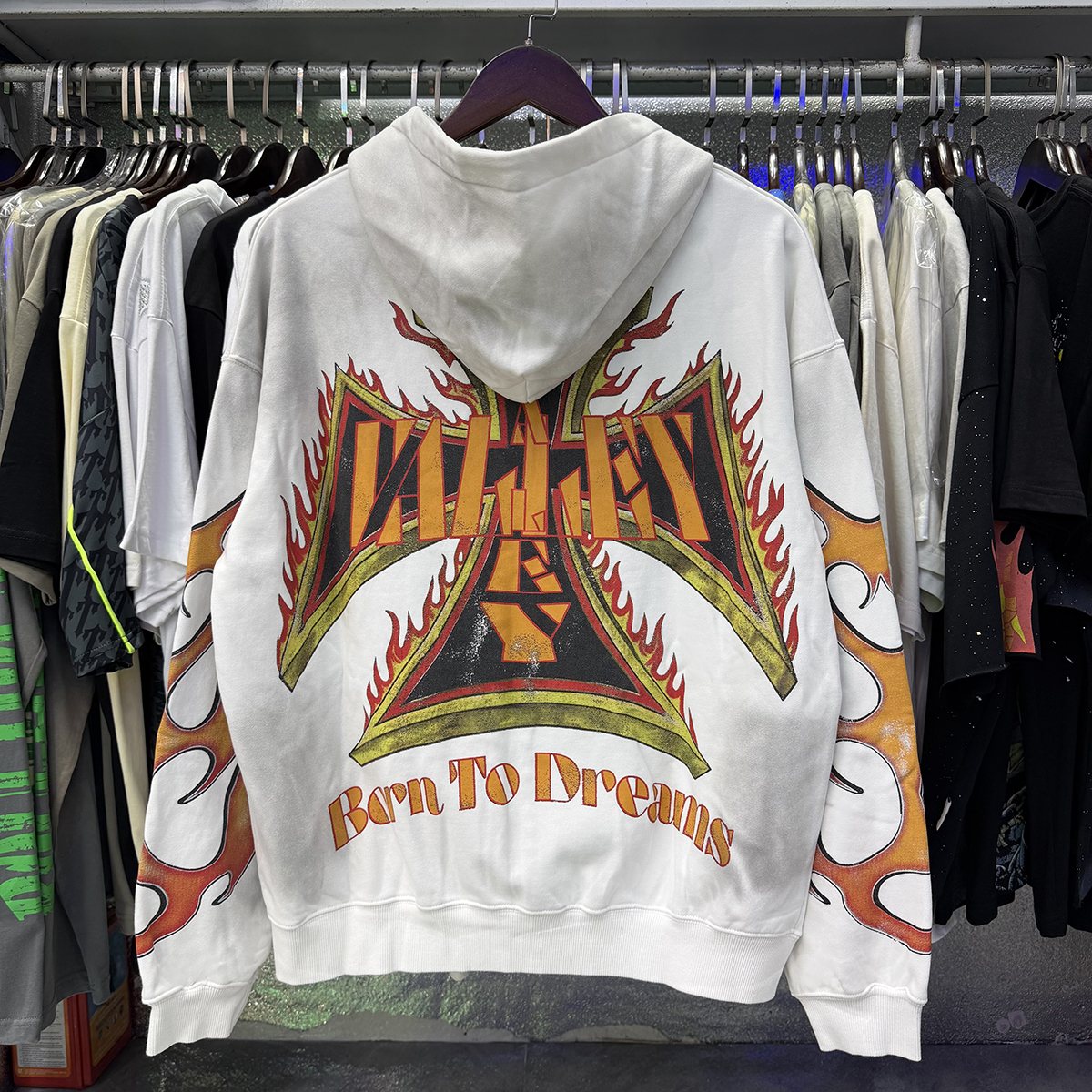 VALE USA Reborn Cross Flame Zip Hoodie
