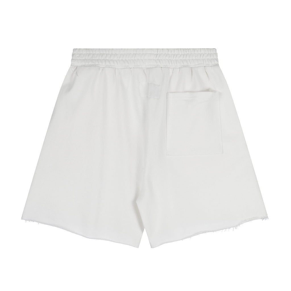 Sp5der Raised Graphic Raw Hem Shorts