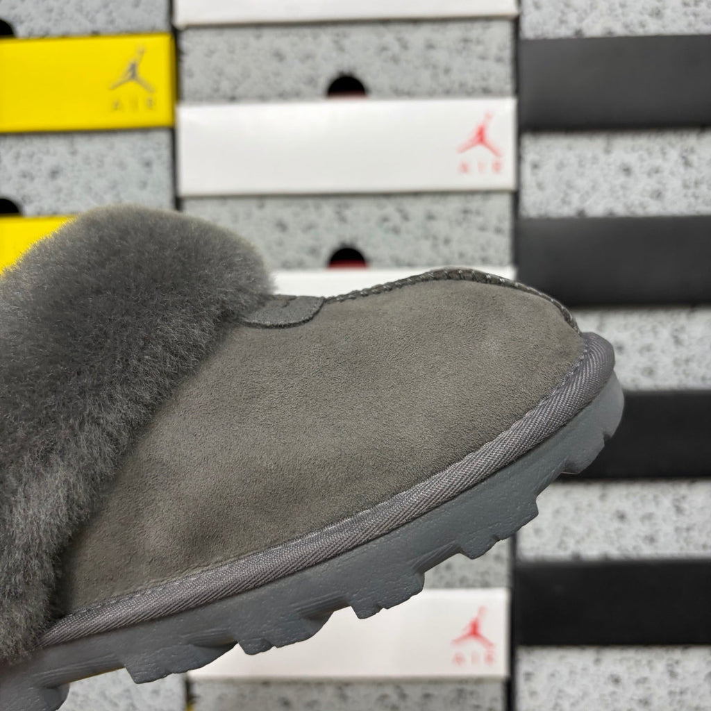 UGG Classic Shearling Clog – Open-Back Suede Mule with Tonal Grey Shearling Upper & Chunky Lug Sole in Slate Grey