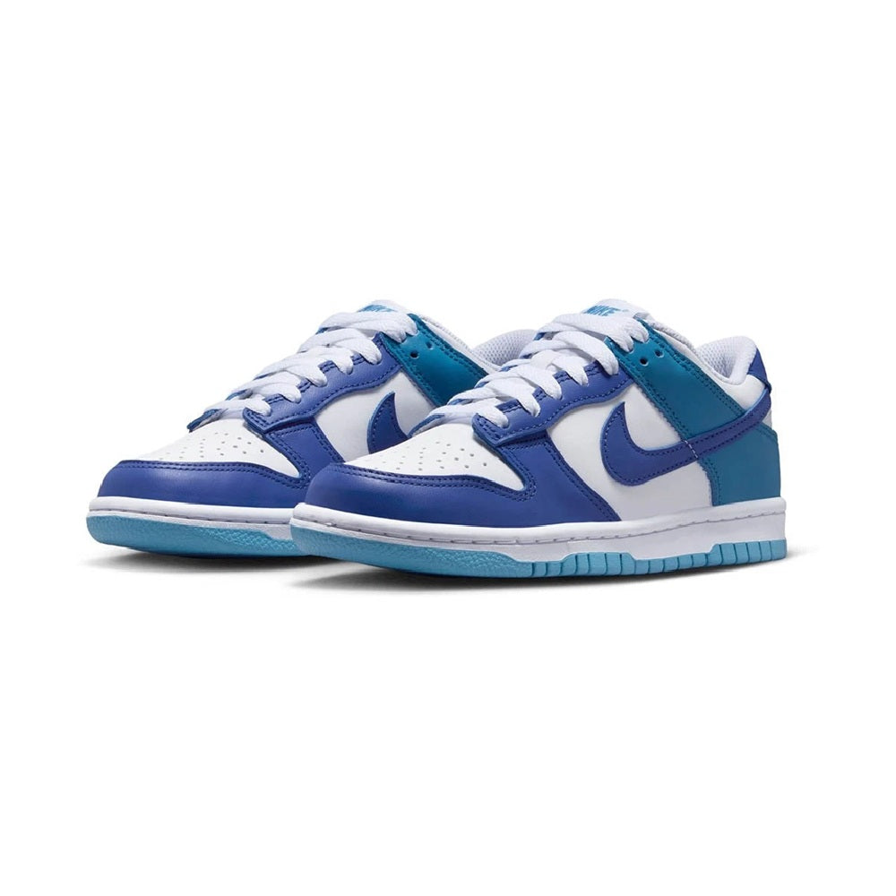 Big Kid's Nike Dunk Low White/Game Royal-Dutch Blue (FB9109 130)