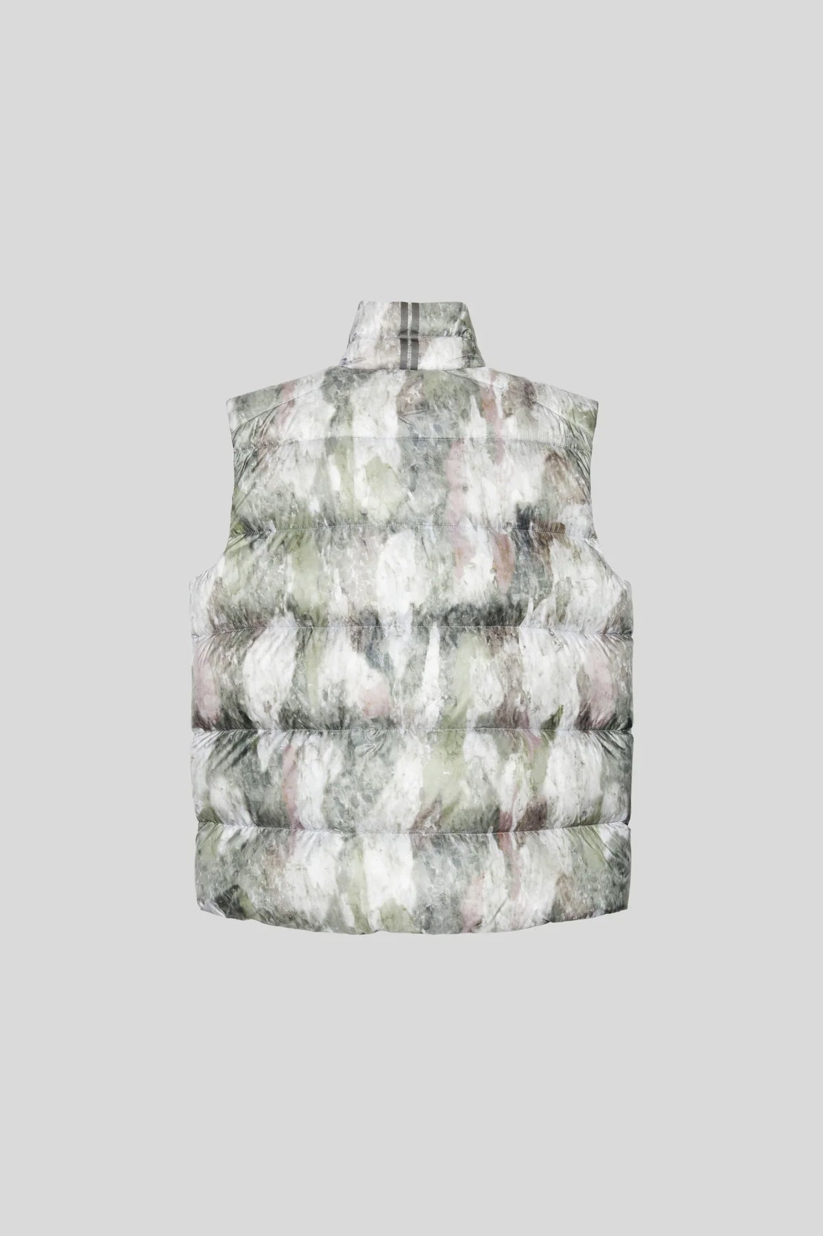 Canada Goose Puffer Vest in Gray Green and White with Abstract Print