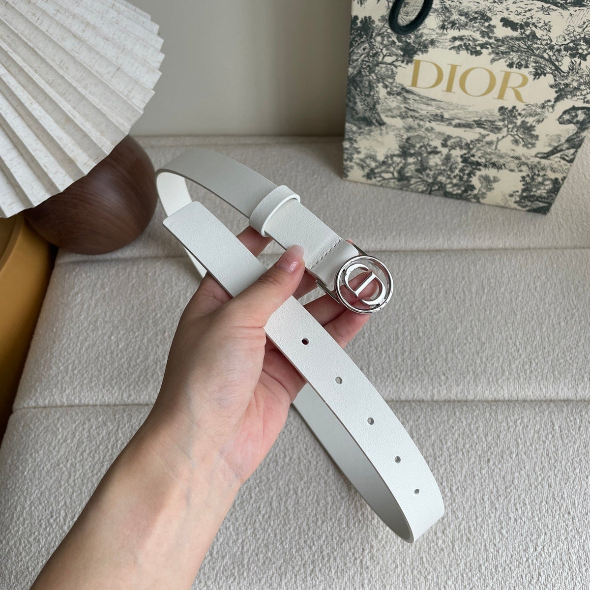 DIOR 25S BELT 25 MM IN WHITE CALFSKIN 572159
