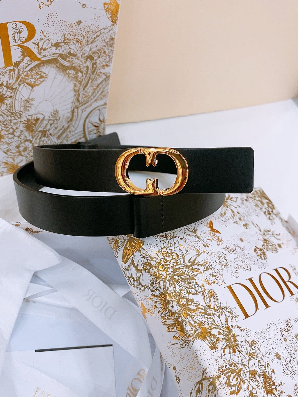 DIOR 25S BELT 25 MM IN BLACK CALFSKIN 561823