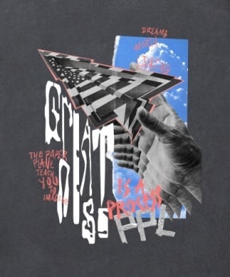 Paper Planes Collage Tee 'Washed Black'