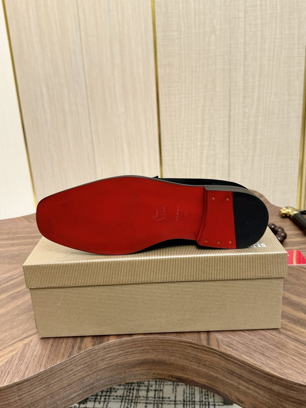 Christian Louboutin Black Metal-Accent Slip-On Loafers