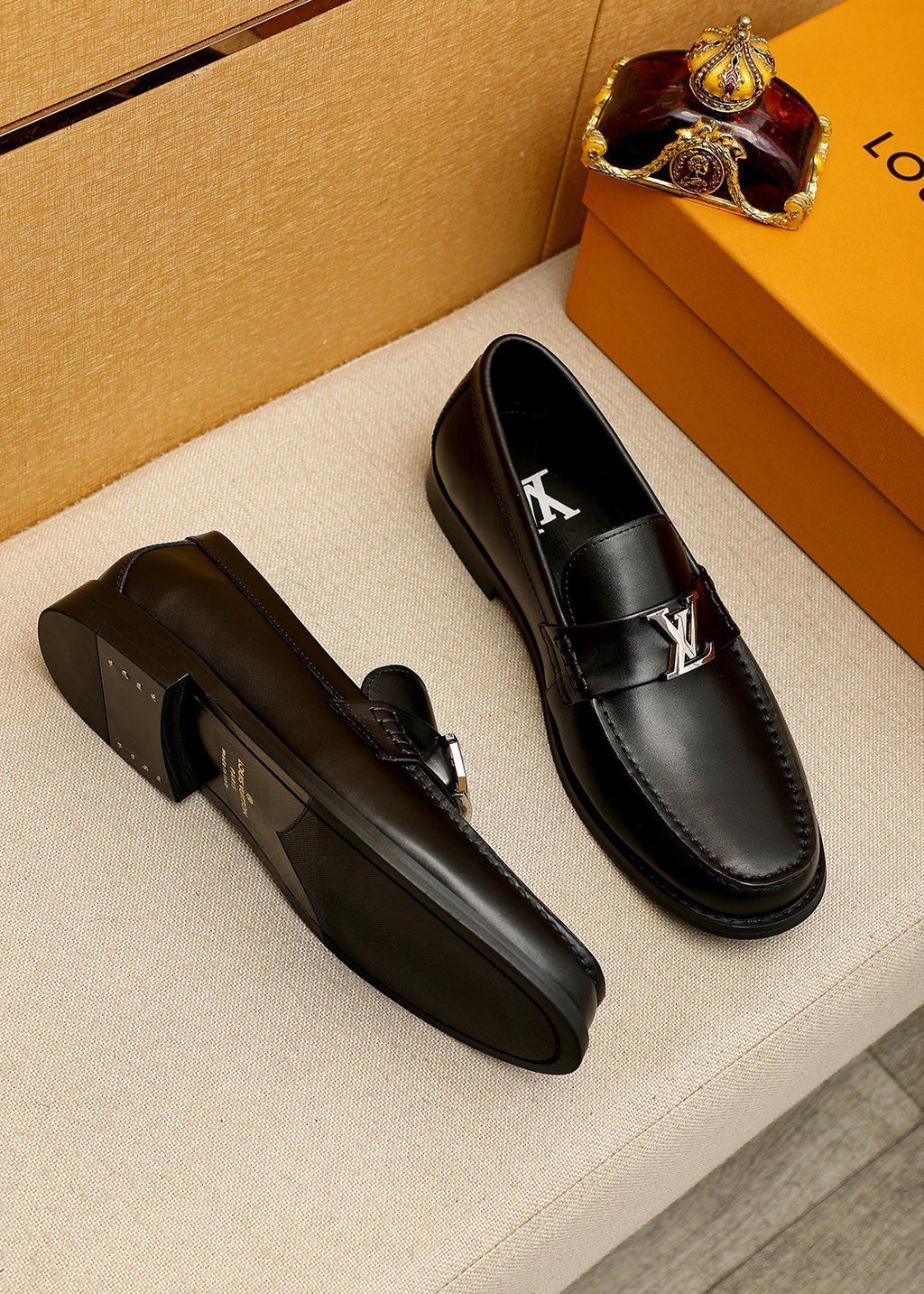 Louis Vuitton Black Metal Bar Loafers
