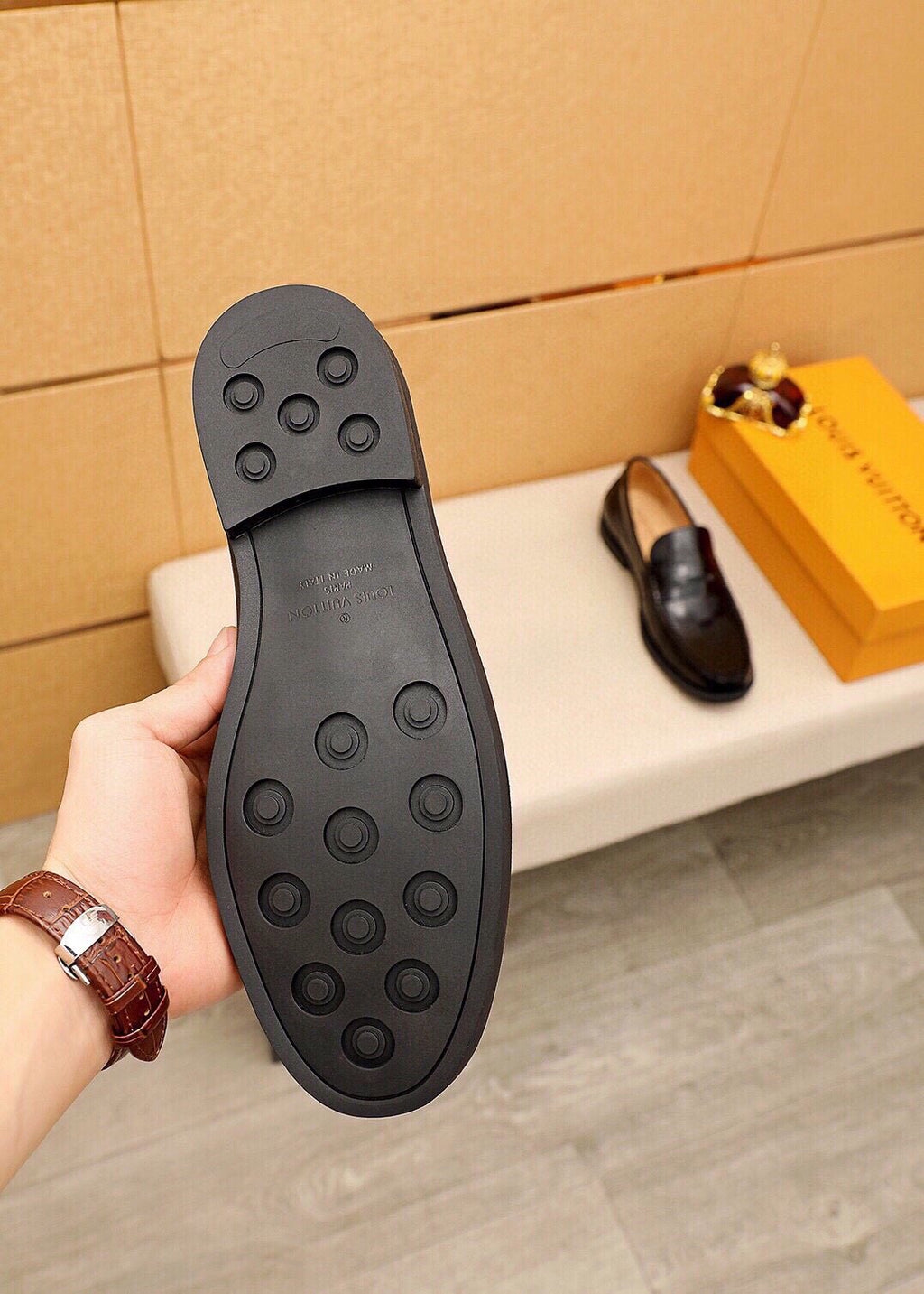 Louis Vuitton Checkerboard Penny Loafers - Black and Dark Brown