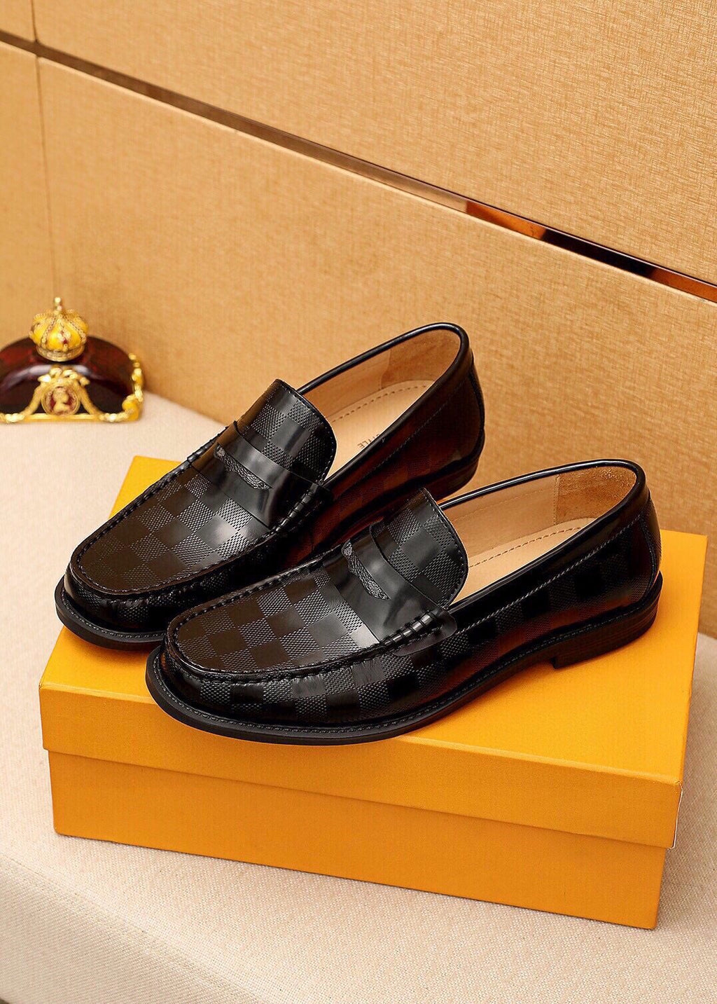 Louis Vuitton Checkerboard Penny Loafers - Black and Dark Brown