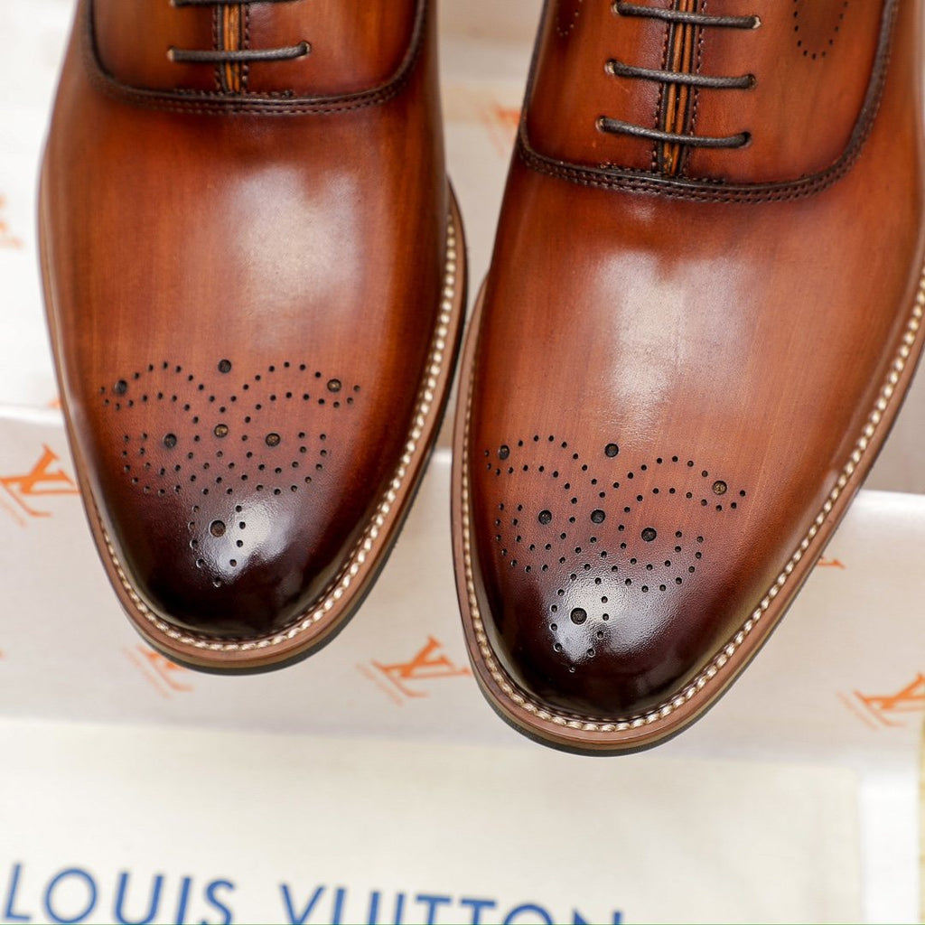 Louis Vuitton Men's Perforated Toe Lace-Up Dress Shoes