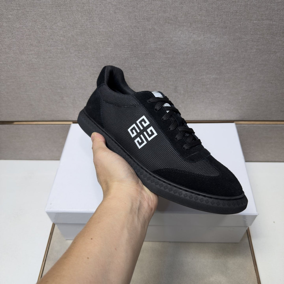 Givenchy Men's Geometric Emblem Low-Top Sneakers