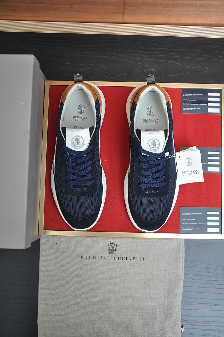 Brunello Cucinelli Contrast Panel Low-Top Sneakers