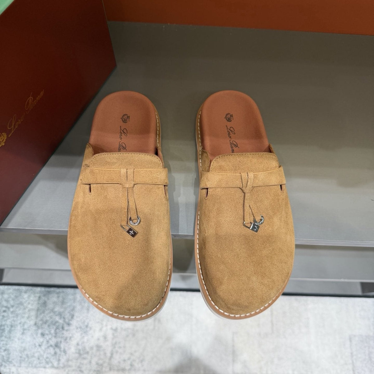 Camel Tan Backless Mule Loafers