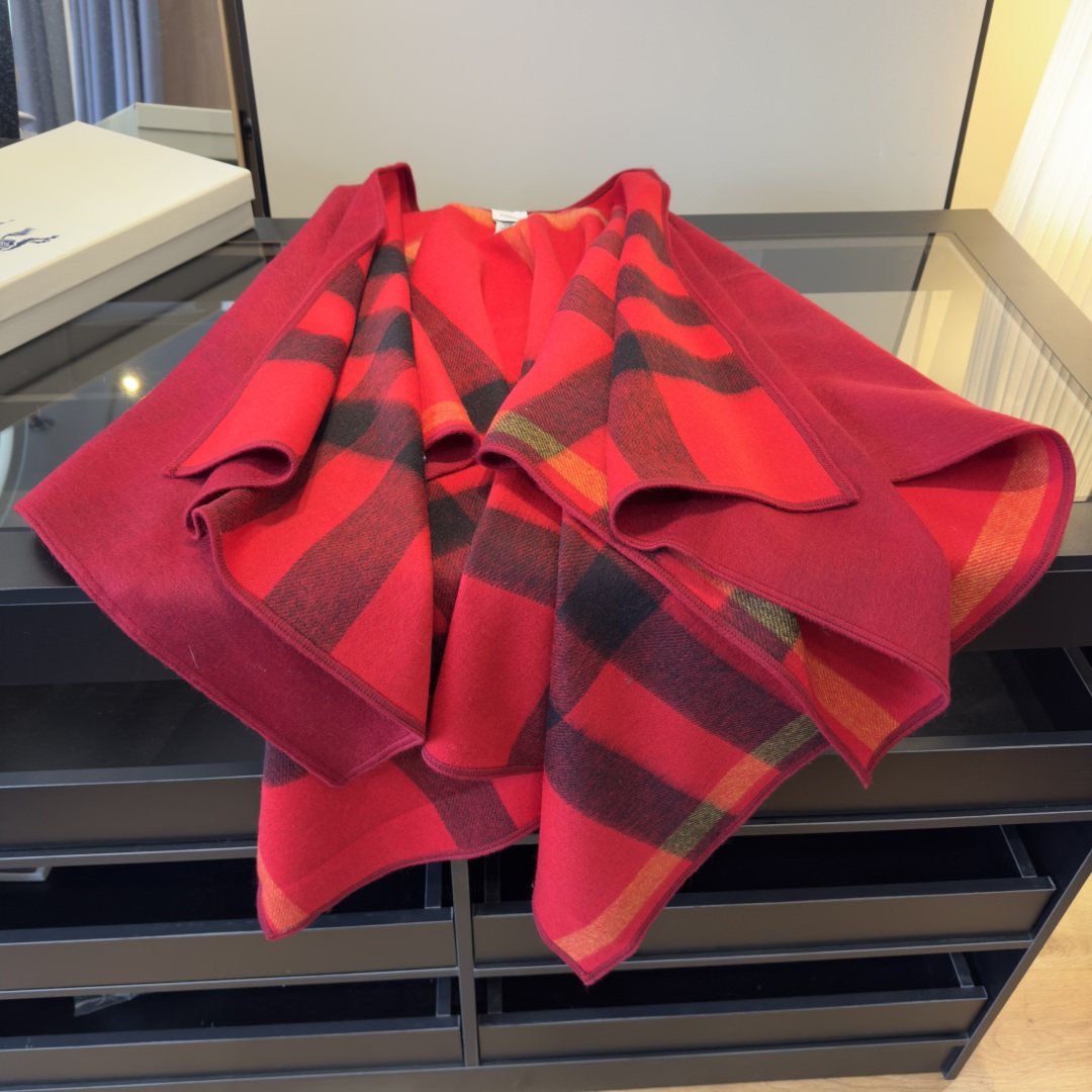 Burberry Reversible Plaid Cape Wrap