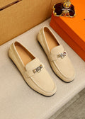 Hermès Suede-Finish Buckle Loafers