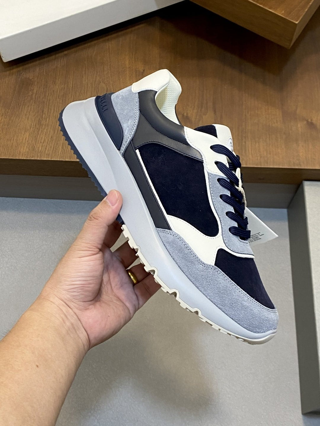 Brunello Cucinelli Navy and Gray Low-Top Sneakers