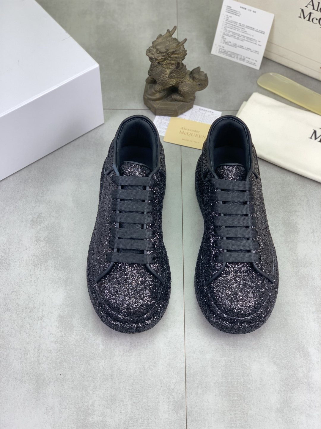 Alexander McQueen Black Glitter Low-Top Sneakers