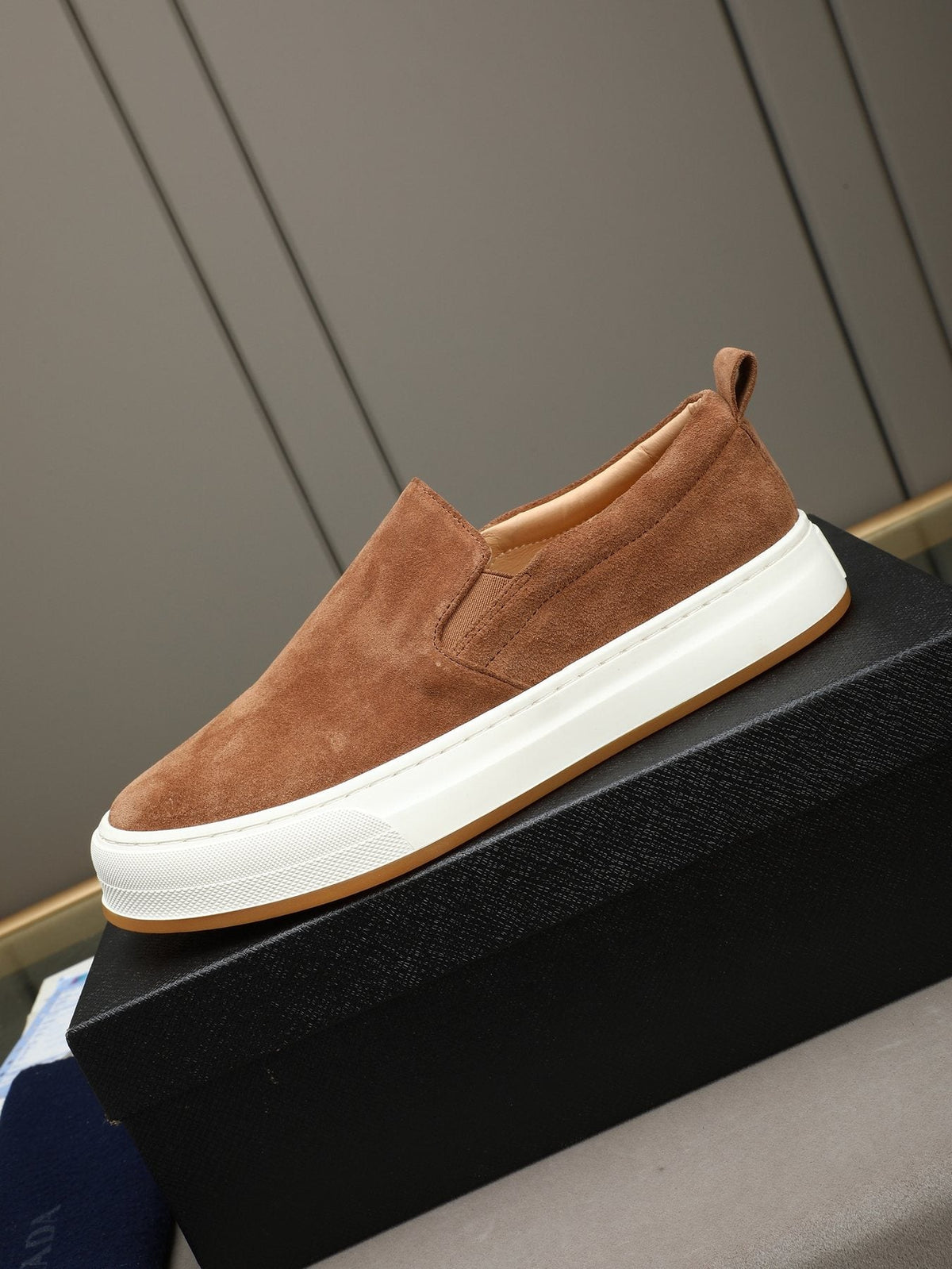 Prada Leather Slip-On Sneakers