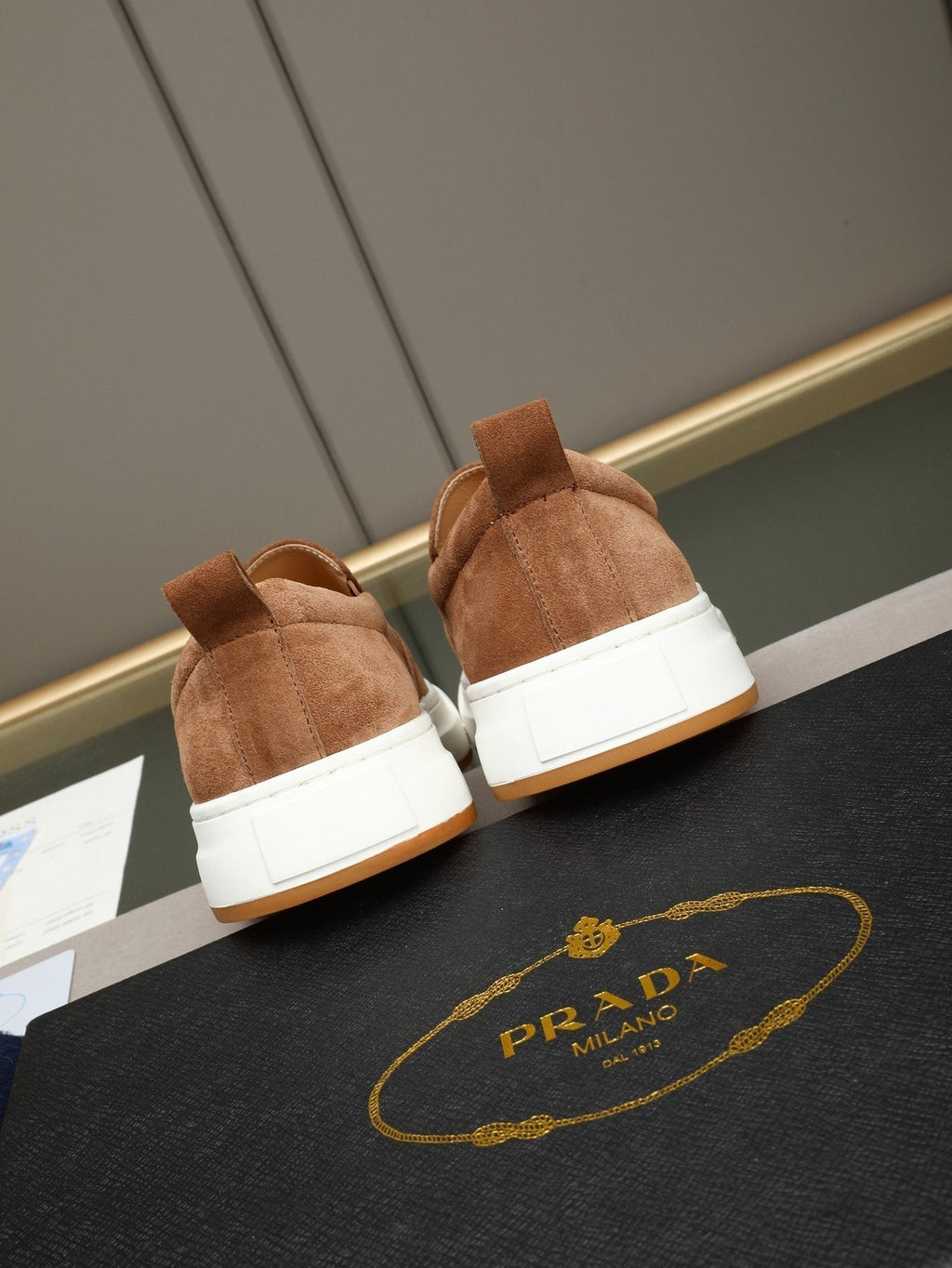 Prada Leather Slip-On Sneakers