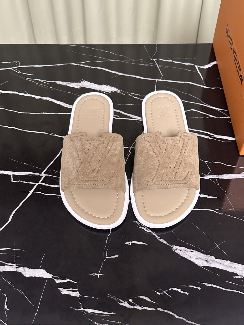 Louis Vuitton Embossed Strap Slide Sandals