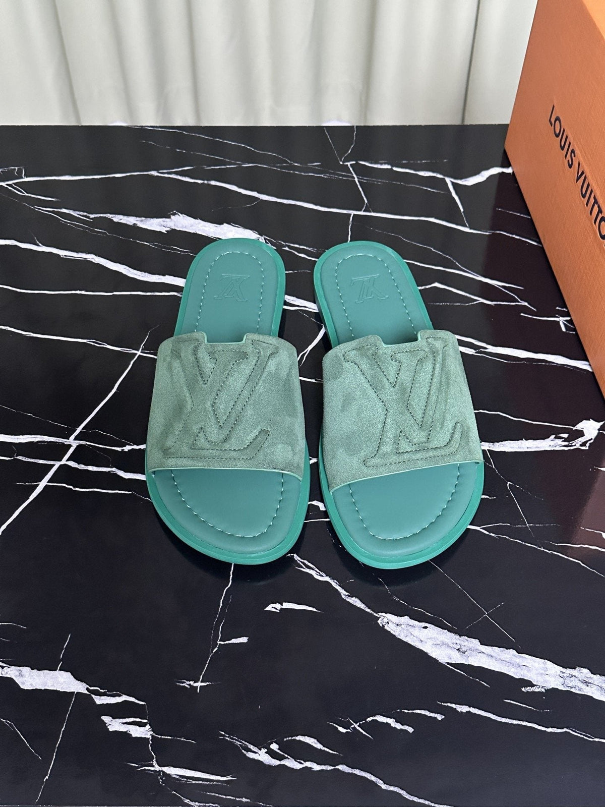 Louis Vuitton Embossed Strap Slide Sandals