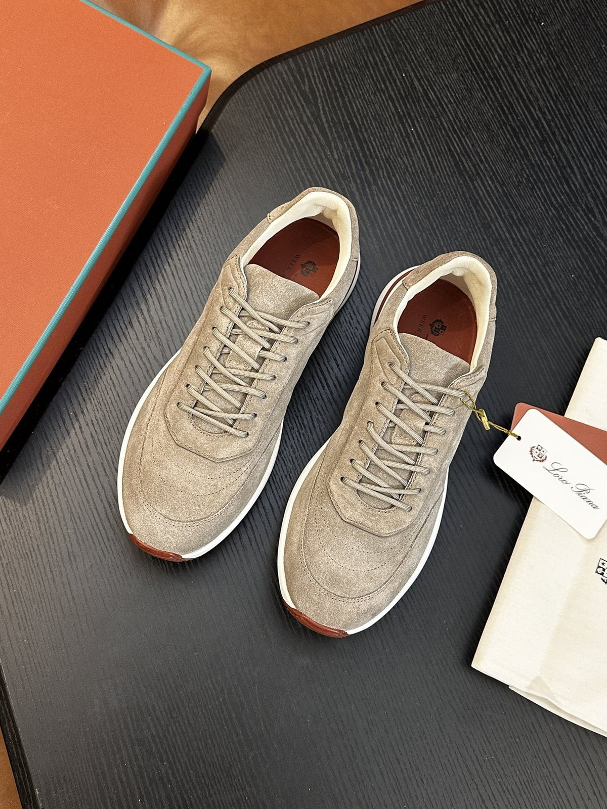 Loro Piana Gray and Charcoal Low-Top Sneakers