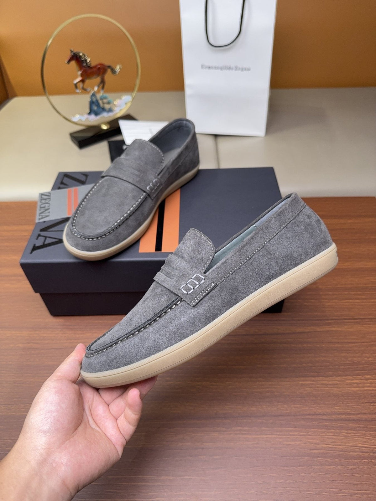 Zegna Men's Suede Strap Loafers