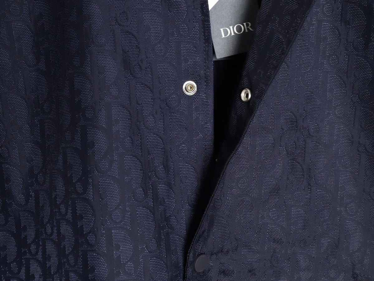 Dior 25SS Navy Allover Jacquard Collared Jacket