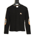 Burberry Equestrian-Detail Check Elbow-Patch Long-Sleeve Top - Black