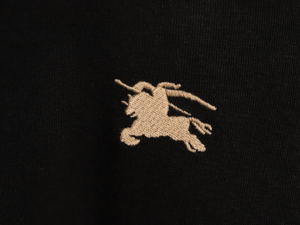 Burberry Equestrian-Detail Check Elbow-Patch Long-Sleeve Top - Black