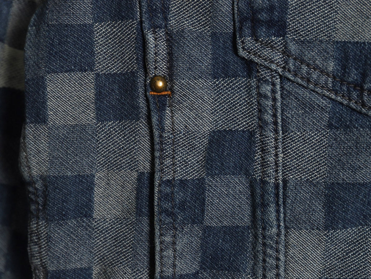 Louis Vuitton Mosaic-Style Denim Jacket - Gray and Black